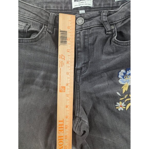 William Rast Jeans Womens 30 Black Perfect Skinny Embroidered Floral Skeleton - Picture 9 of 16